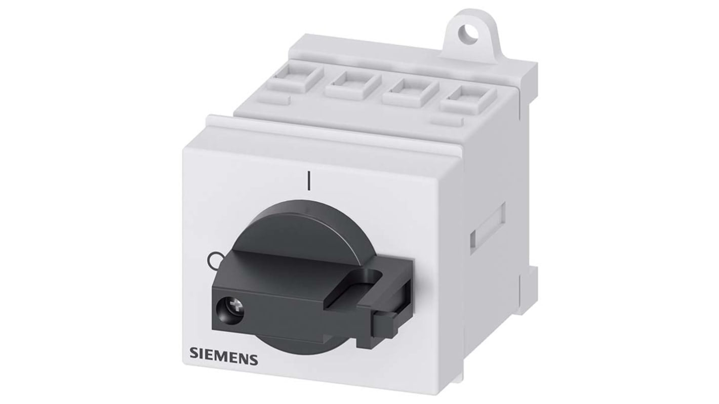 Interruttore di isolamento Siemens 3LD2030-0TK11, 3 poli, 16 A, montaggio frontale, colore nero, classe di protezione IP40.