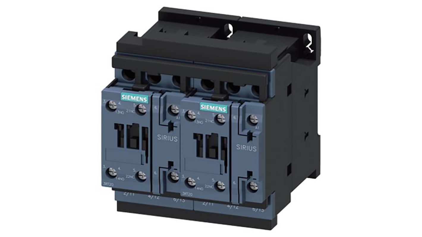Teleinvertore Reversibile Siemens 3RA2326-8XB30-1AL2, 3 poli, 25 A, 400 V, montaggio su guide 35 mm, classe di protezione IP20.