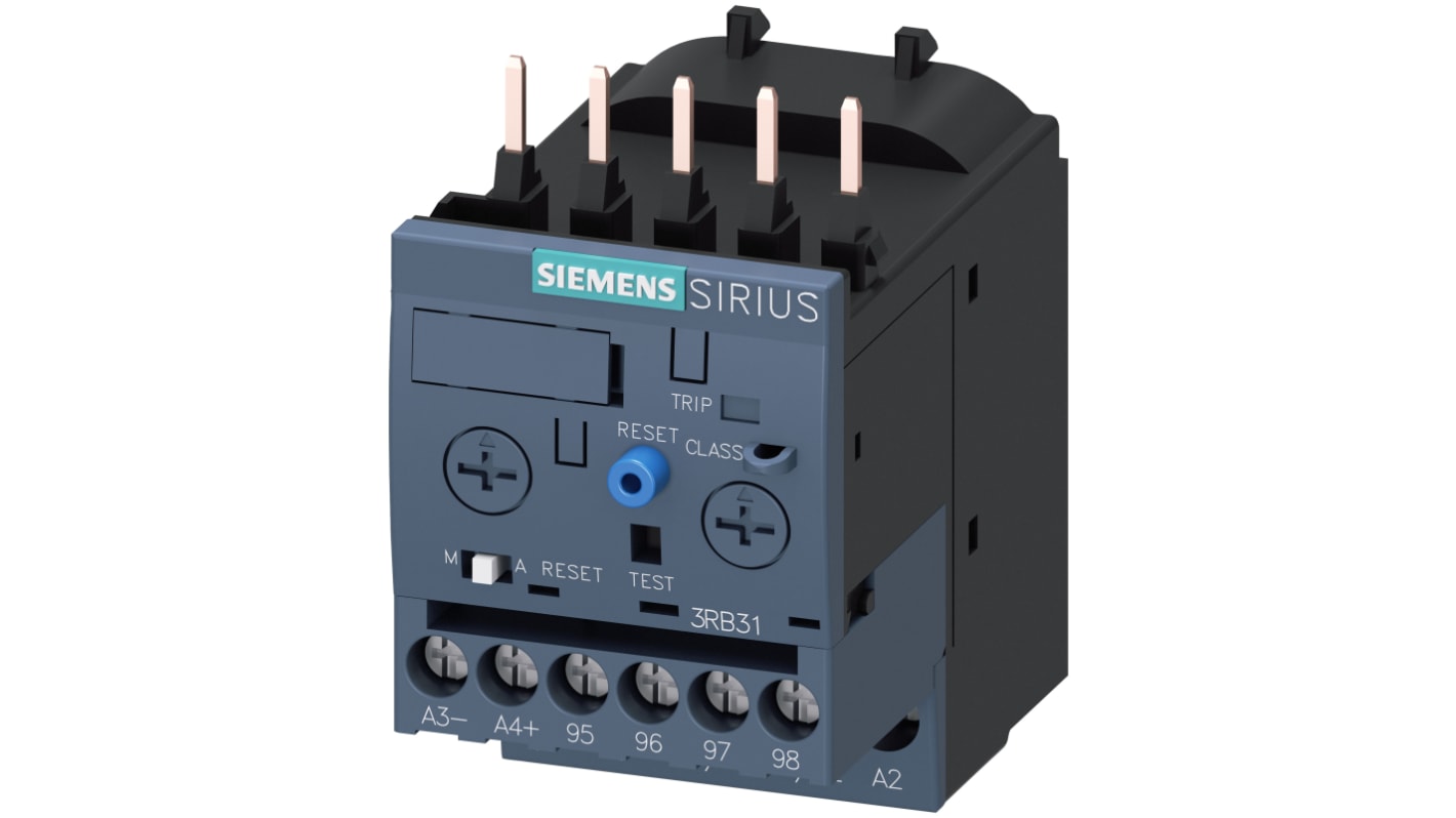 Relè di sovraccarico Siemens 3RB3113-4SB0, 1 NO + 1 NC, corrente nominale 12 A, tensione 690 V, classe di protezione IP20.