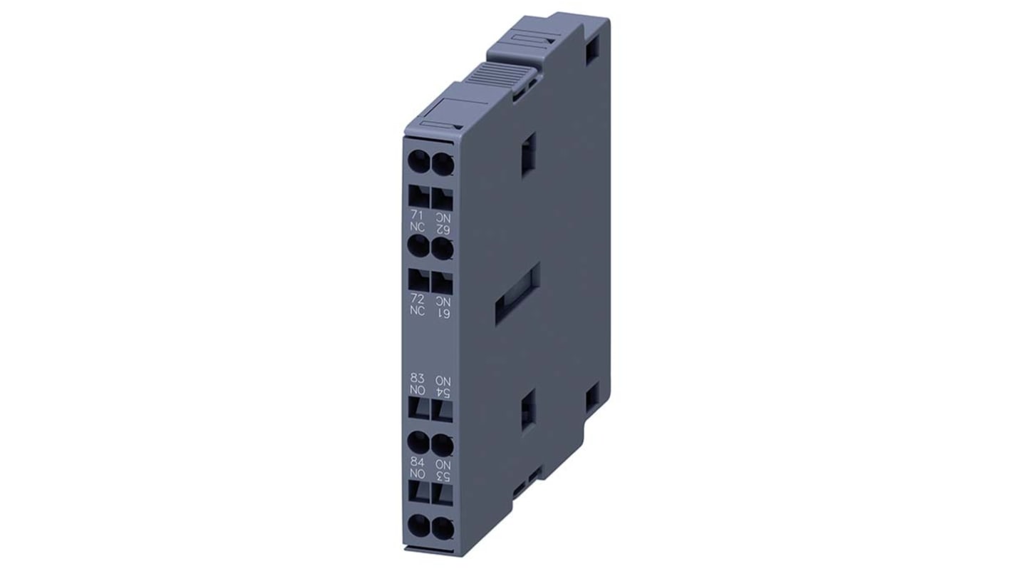 Contatto ausiliario Siemens 3RH1921-2DE11, 2 contatti (1 N/C + 1 N/A), montaggio a innesto, corrente nominale 10 A, tensione 17 V c.c.