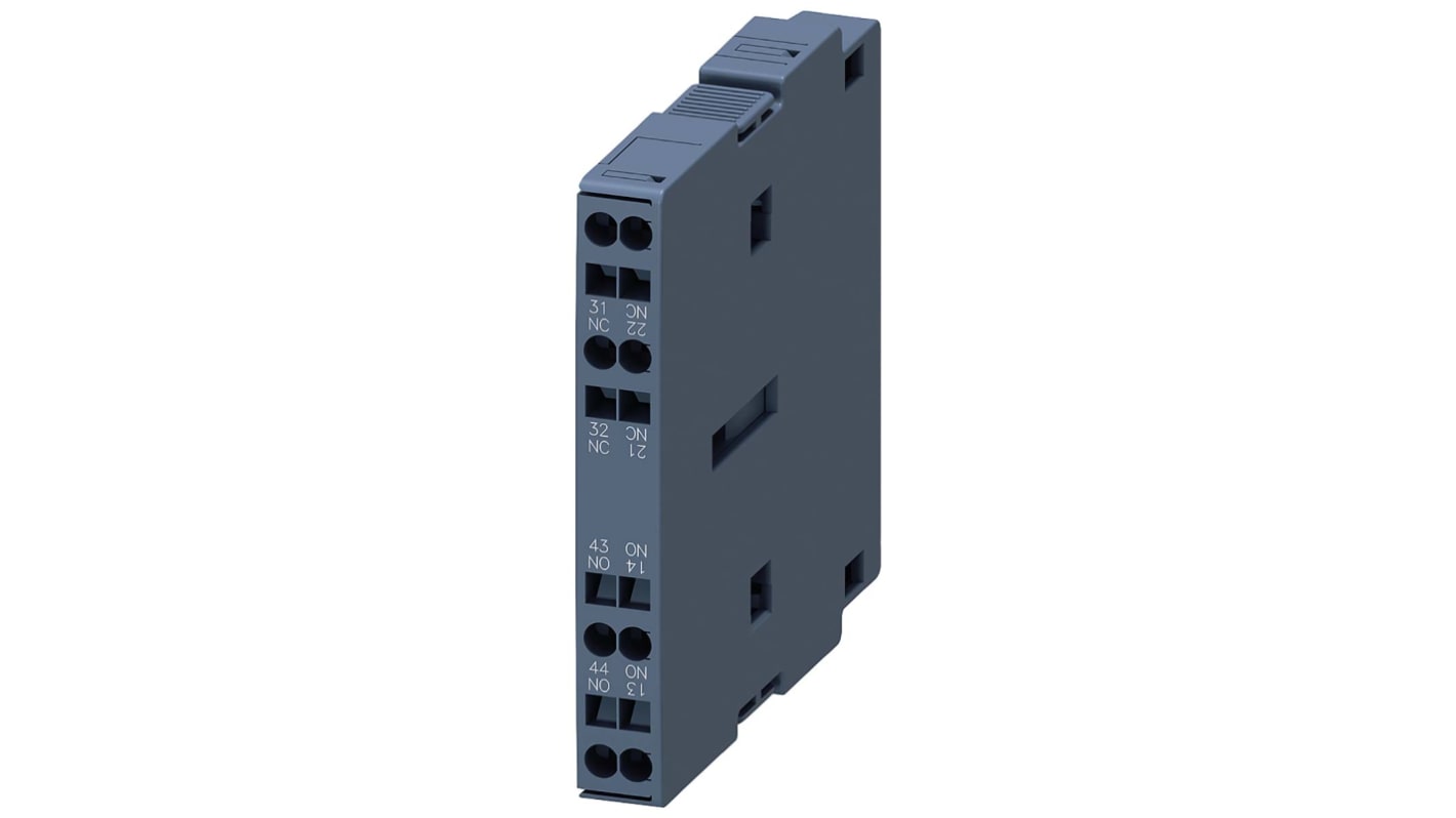 Contatto ausiliario Siemens 3RH1921-2DA11, 2 contatti (1 N/C + 1 N/A), montaggio a innesto, corrente 10 A, tensione 17 V c.c.