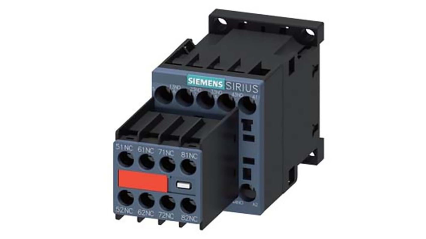 Contattore Siemens 3RH2244-1BB40, 4NO + 4NC, 10 A, S00, IP20, -25 °C / +60 °C. Fusibile anti-cortocircuito per protezione. Ideale per applicazioni industriali.