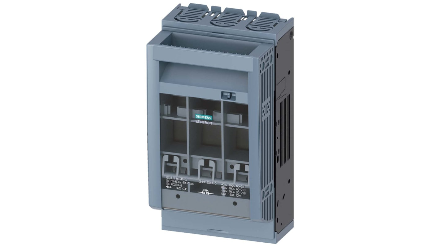 Sezionatore con fusibile Siemens 3NP1133-1CA10, 160A, serie Sentron 3NP1. Sicurezza e durata meccanica per applicazioni industriali.