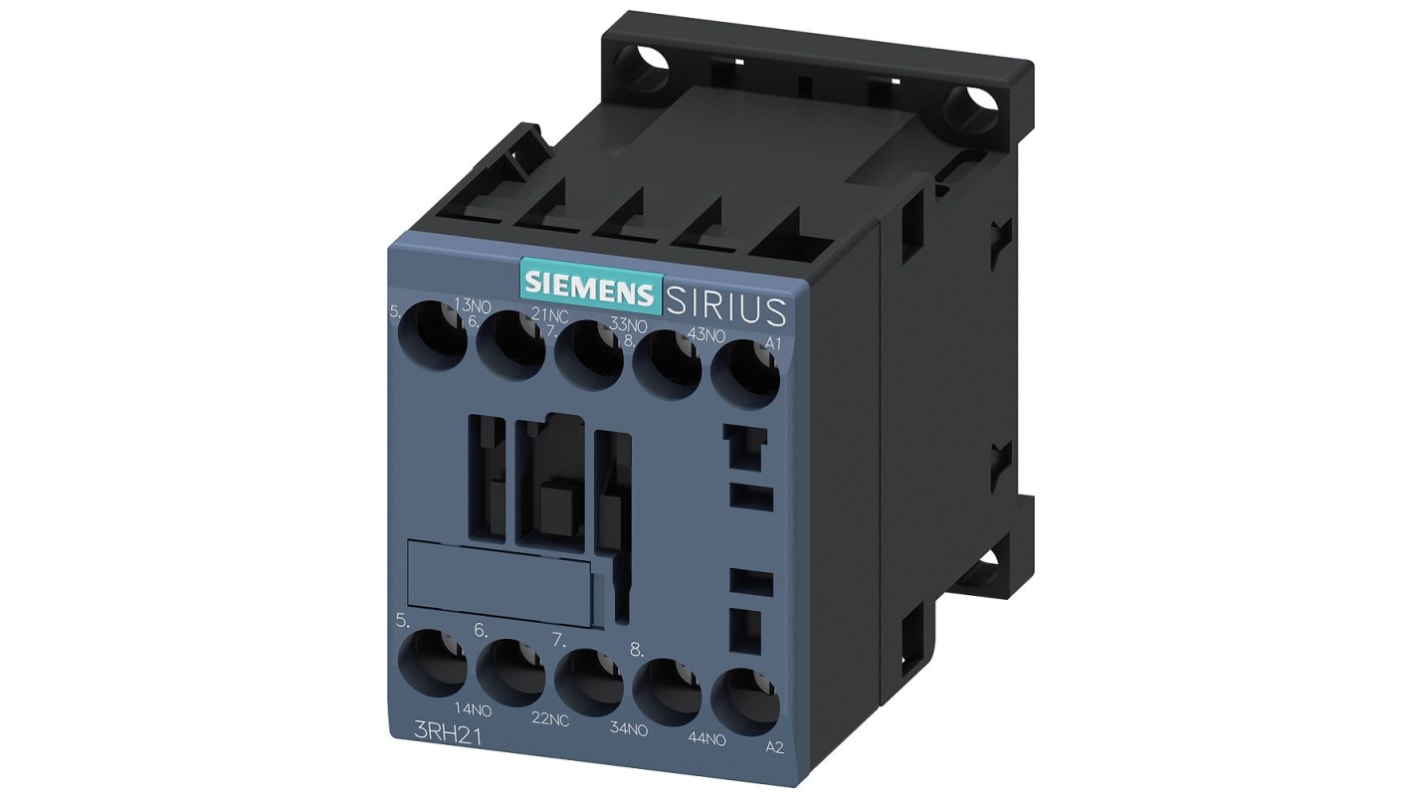 Contattore Siemens 3RH2131-1AD00, 3NO + 1NC, 10 A, tensione 42 V c.a., grado di protezione IP20, temperatura -25/+60 °C.