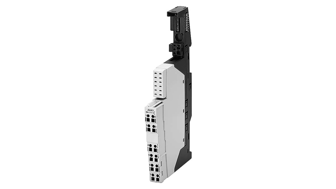 Guaina morsetto Siemens 3RK1903-0AA00, modulo terminale 24 V, 10 A, IP20, dimensioni 117,5 mm x 15 mm x 102 mm, 2 poli.