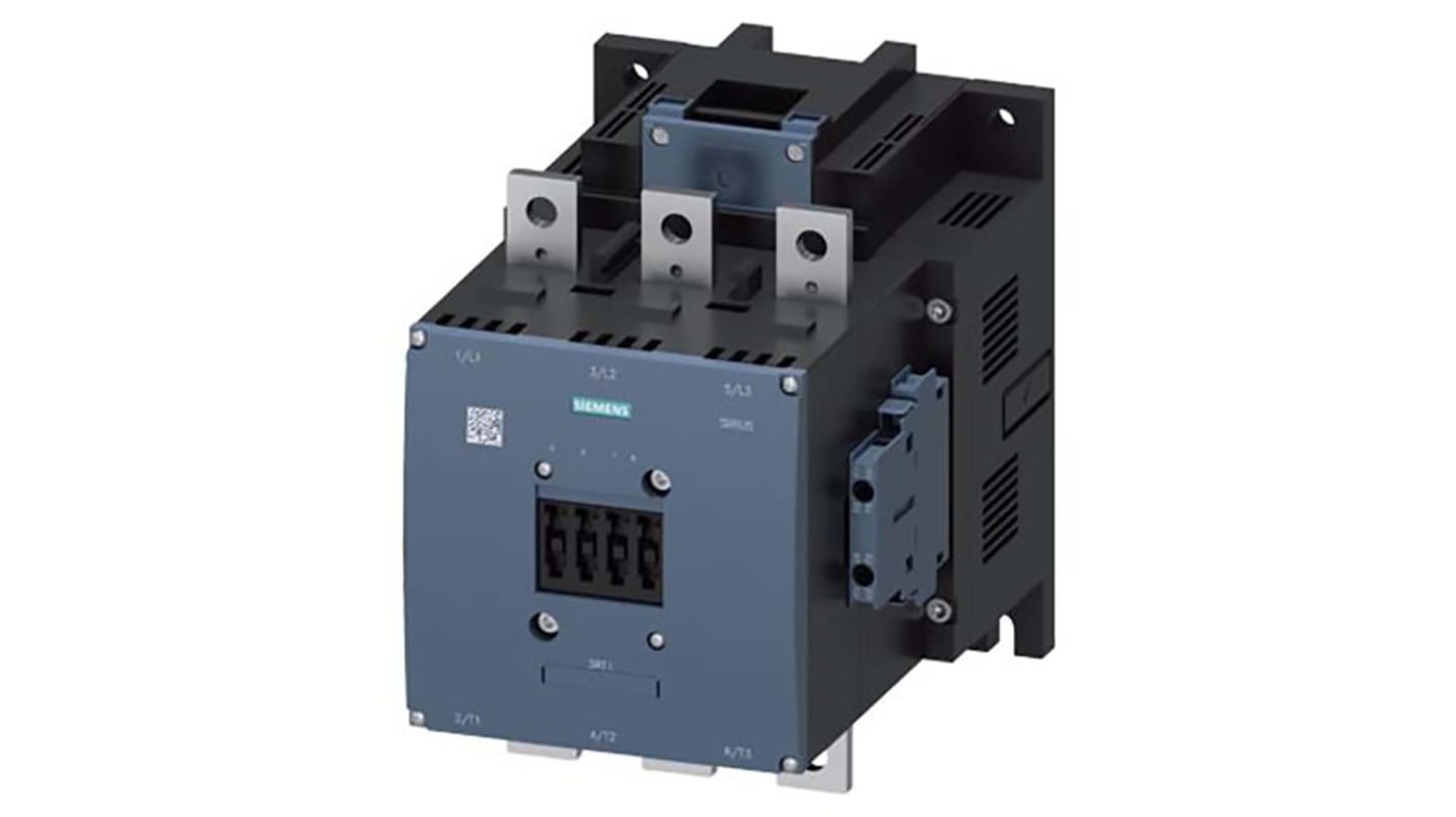 Contattore di inversione Siemens 3RT1075-6AP36, 400A, 200kW, 220-240V CA/CC per motori trifase. Resistente a urti, ideale per ambienti industriali.