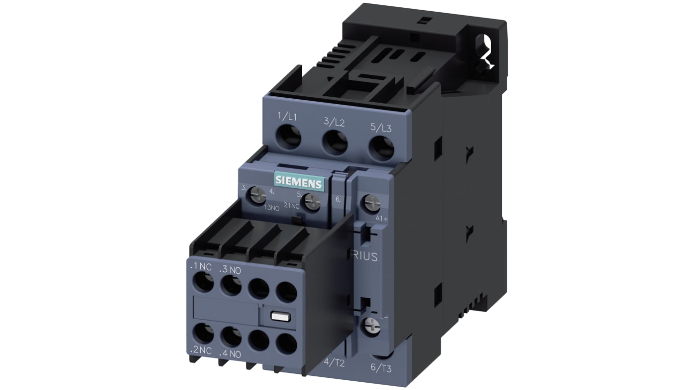 Teleinvertore Reversibile Siemens 3RT2027-1BB44, 3 poli, 32 A, 400 V, montaggio su guide 35 mm, bobina 24 V c.c.