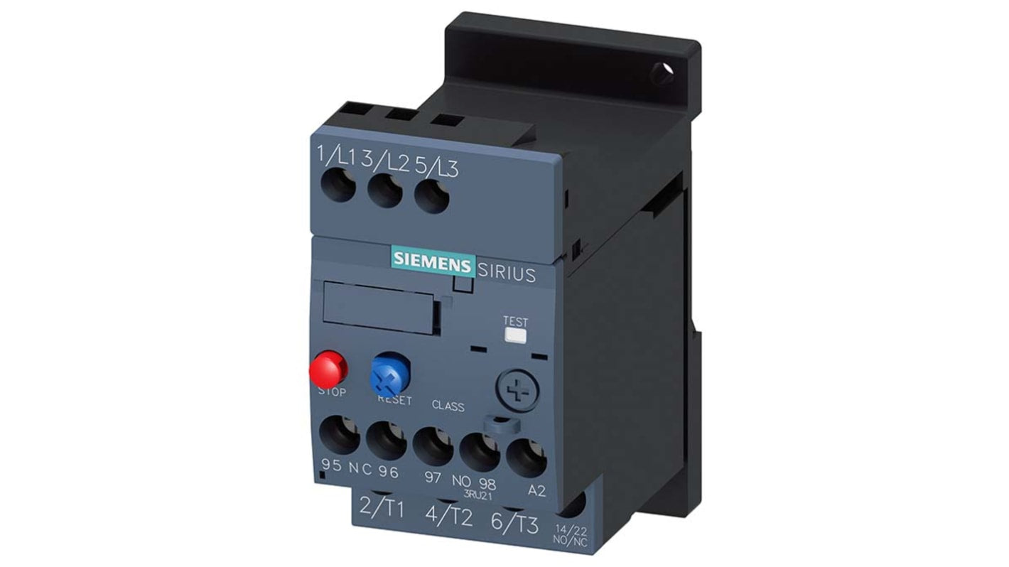 Relè di sovraccarico Siemens 3RU2116-1EB1, 1 NO + 1 NC, 4 A, classe di scatto 10, compatibile con contattore S00.