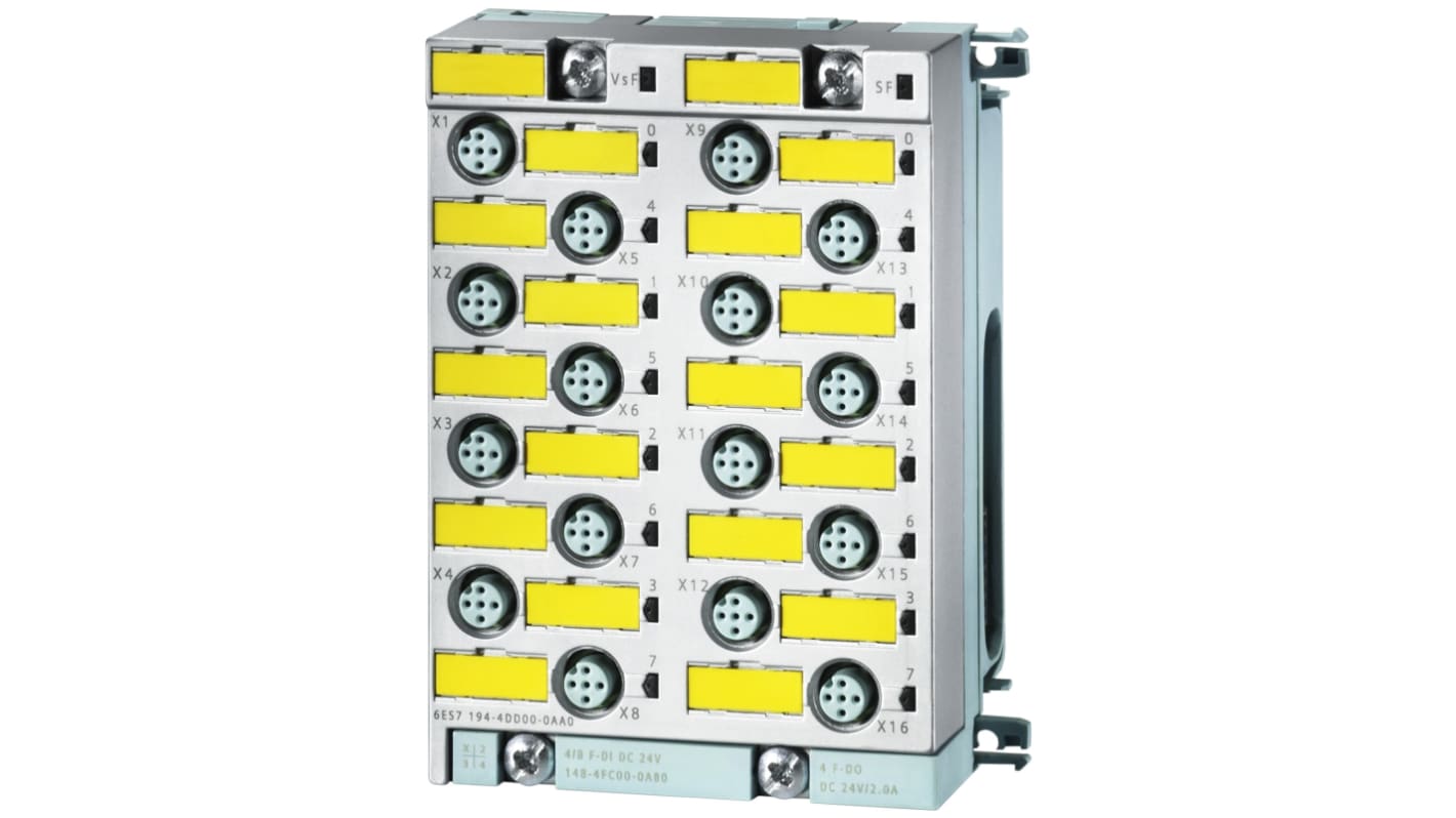 Zoccolo relè Siemens 6ES7194-4DD00-0AA0 per modulo elettronico fail-safe, dimensioni 90mm x 130mm x 39mm, compatibile con ET 200 PRO.