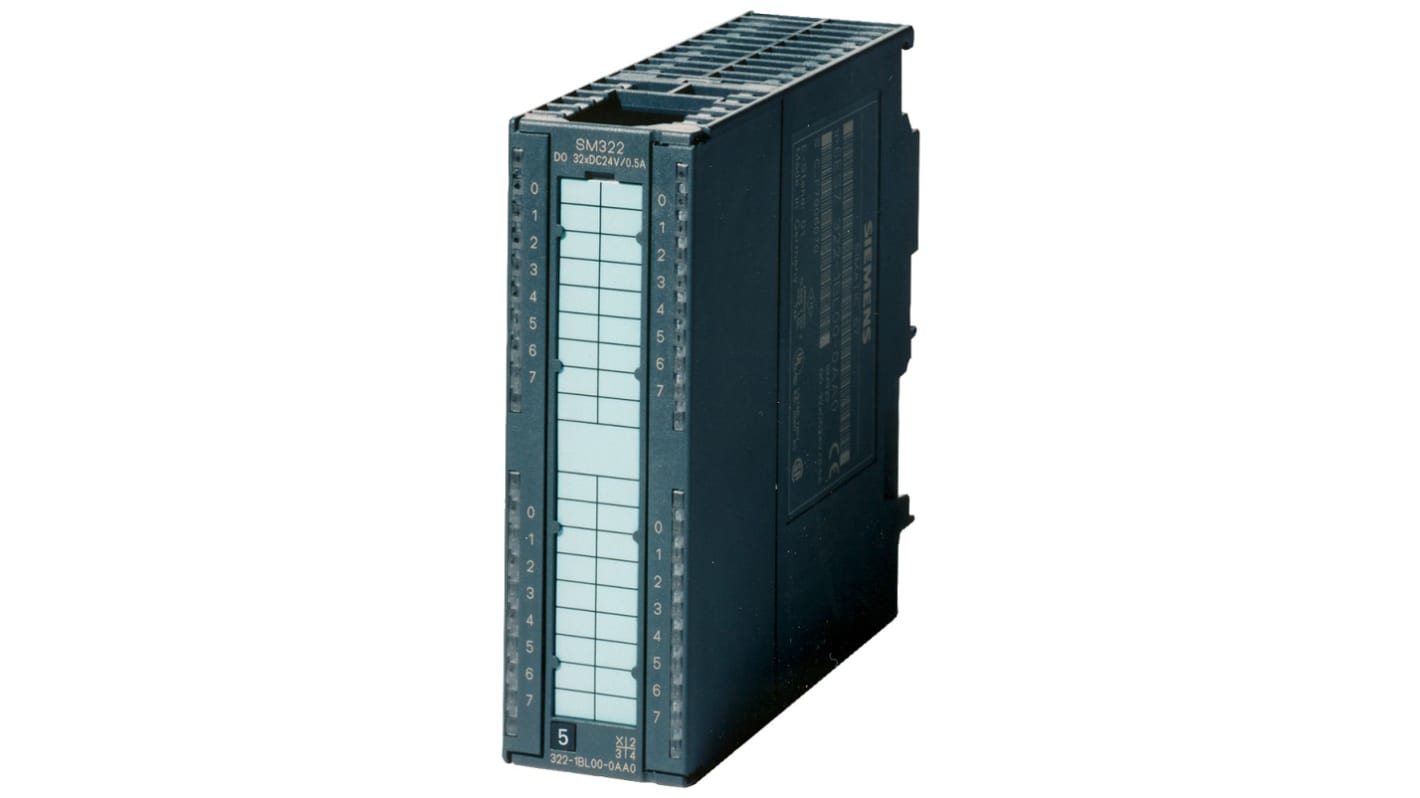 Modulo I/O digitale Siemens SM 322 SIMATIC S7-300 - 6ES7322-1HF10-0AA0. Uscite digitali con LED verde, 5A, 125x80x120mm. Ideale per automazione industriale.