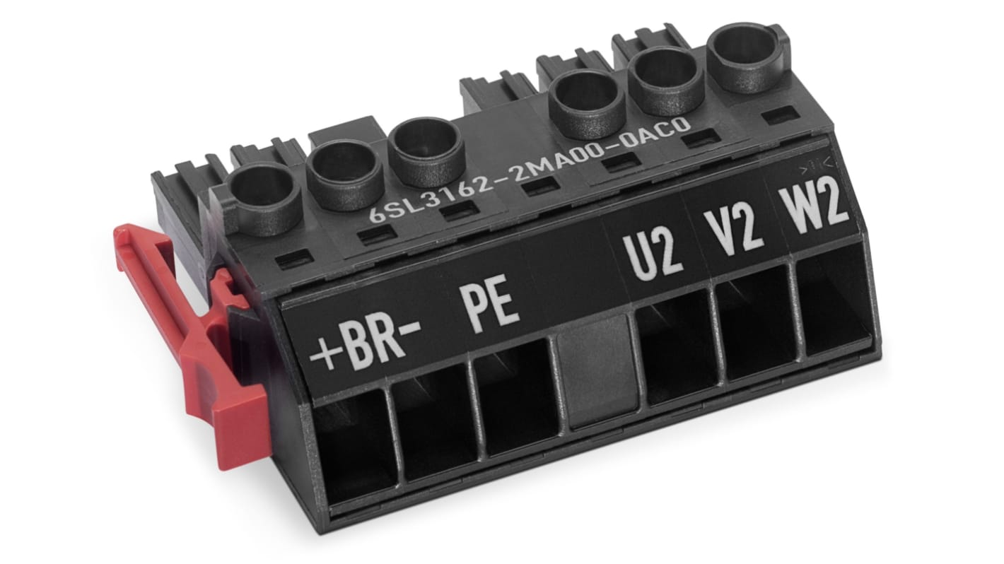 Connettore di alimentazione industriale Siemens 6SL3162-2MA00-0AC0 per moduli motore da 3-30A. Collegamento tramite terminale a vite.