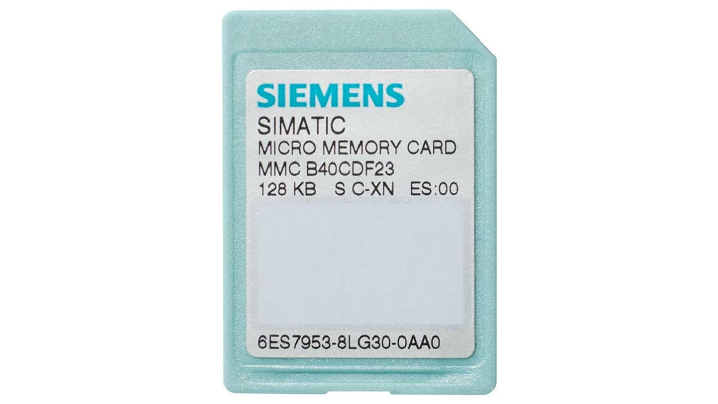 Scheda di memoria micro Siemens Sematic S7 64KB per S7-300/C7/ET 200 - 6ES7953-8LF31-0AA0: accessori SIMATIC compatibili, dimensioni 24x32x1,4 mm.