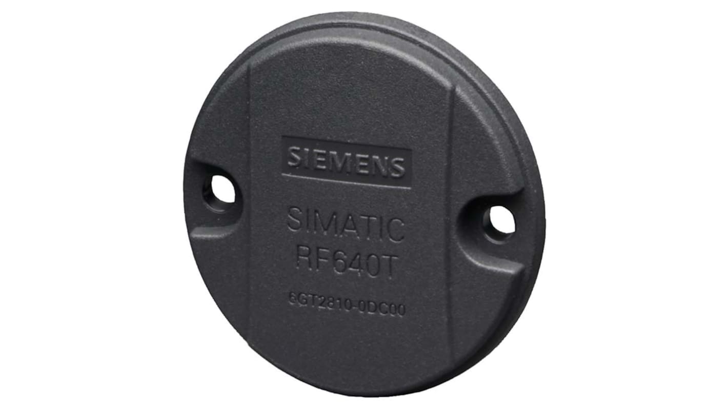 Transponder Siemens 6GT2810-2DC00, RF640T ETSI, IP68, 50 x 8 mm, montaggio M4, comunicazione RFID, temperatura -25 a +85 °C.
