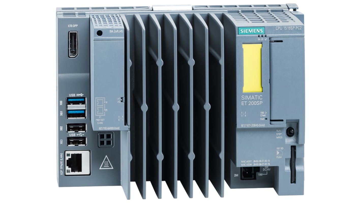 Controllore logico Siemens 6ES7677-2SB42-0GL0 SIMATIC ET200, CPU 1515SP PC2, 8 GB RAM, interfaccia PROFINET.
