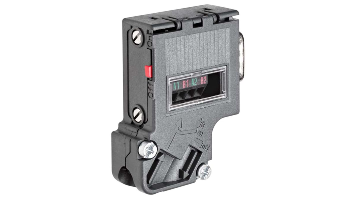 Connettore BUS PROFIBUS Siemens 6ES7972-0BA42-0XA0 con collegamento a vite, profondità 39,5mm. Ideale per reti informatiche industriali.