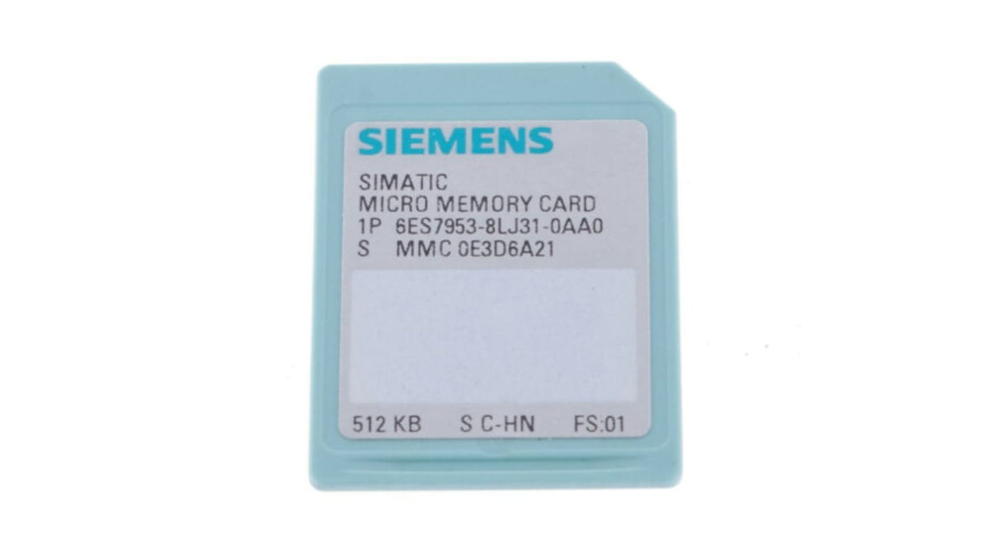 Scheda di memoria Siemens 512 KB per S7-300/C7/ET 200 - Serie SIMATIC - 6ES7953-8LJ31-0AA0: Ottimizza le prestazioni del PLC con trasferimenti automatici e durata di 10 anni.