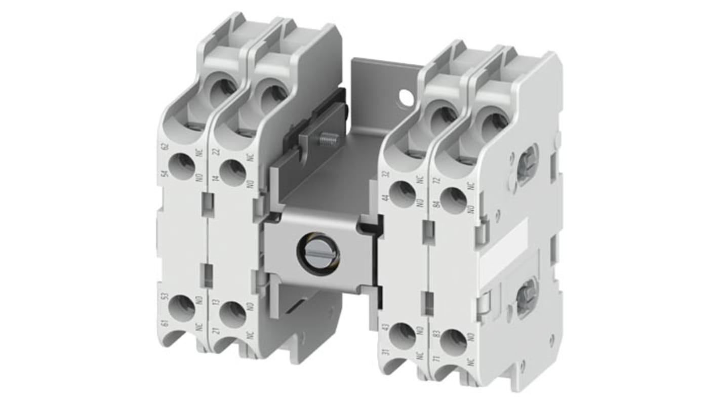 Siemens 3TY2741-2J, modulo contatti ausiliari con 8 contatti (4NC + 4NO), montaggio a innesto, corrente 10 A, tensione 690 V.