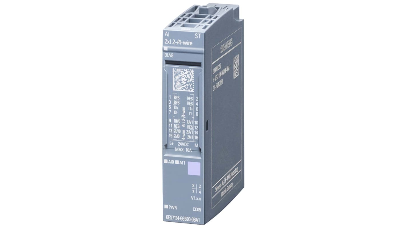 Modulo ingresso analogico Siemens 6ES7134-6GB00-0BA1 con 2 ingressi e corrente 200 mA per sistemi industriali PLC.