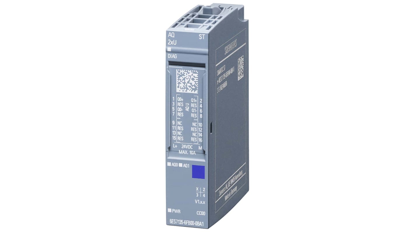 Modulo di uscita analogico Siemens 6ES7135-6FB00-0BA1 AQ 2xU Standard, Serie I/O SYSTEM 750, isolamento 707 V c.c. Ideale per sistemi di automazione industriale.