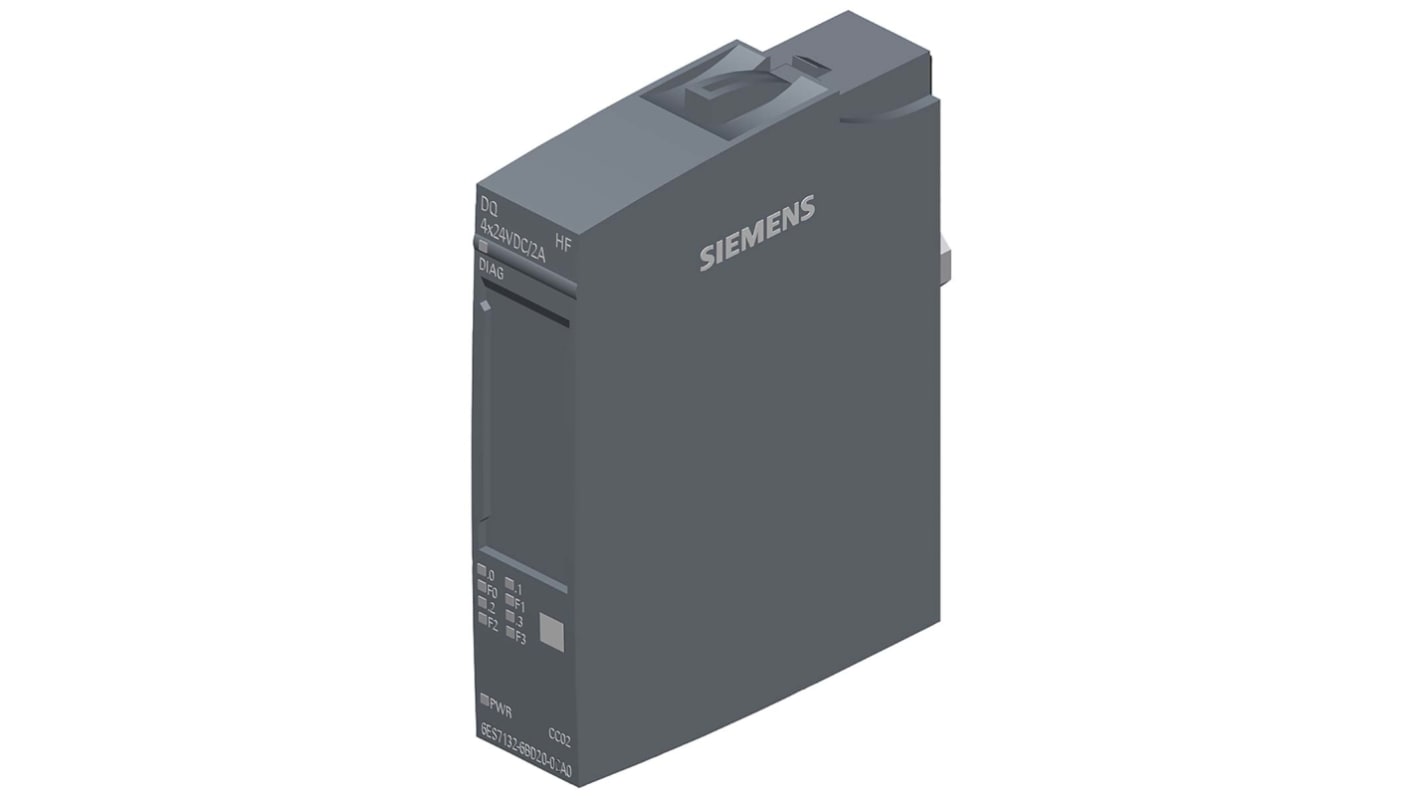 Modulo I/O Siemens 6ES7132-6BD20-0CA0, uscita digitale 4x 24VDC/2A, dimensioni 73 x 15 x 58 mm, per PLC S7-1200.