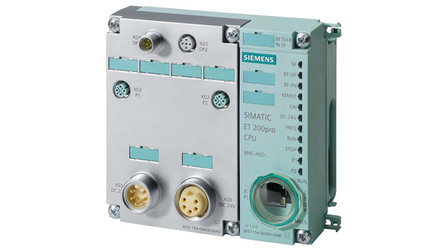 Modulo interfaccia Siemens 6ES7154-8AB01-0AB0, compatibile PROFIBUS DP e PROFINET, ingressi 64/128, uscite 64, IP65/67.