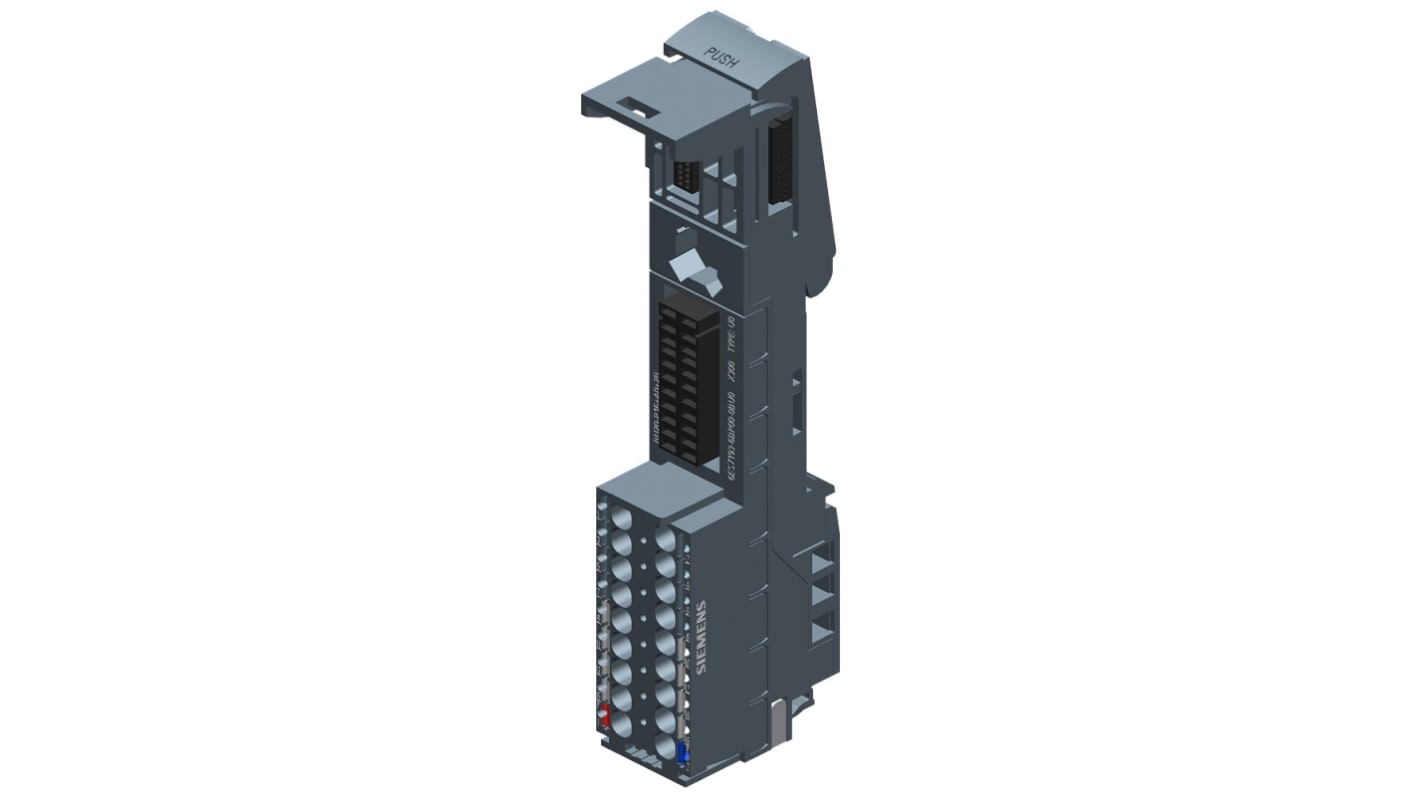 Modulo I/O Siemens 6ES7193-6BP00-0BU0 per ET 200SP, dimensioni 20mm x 117mm x 35mm, compatibile con SIMATIC.