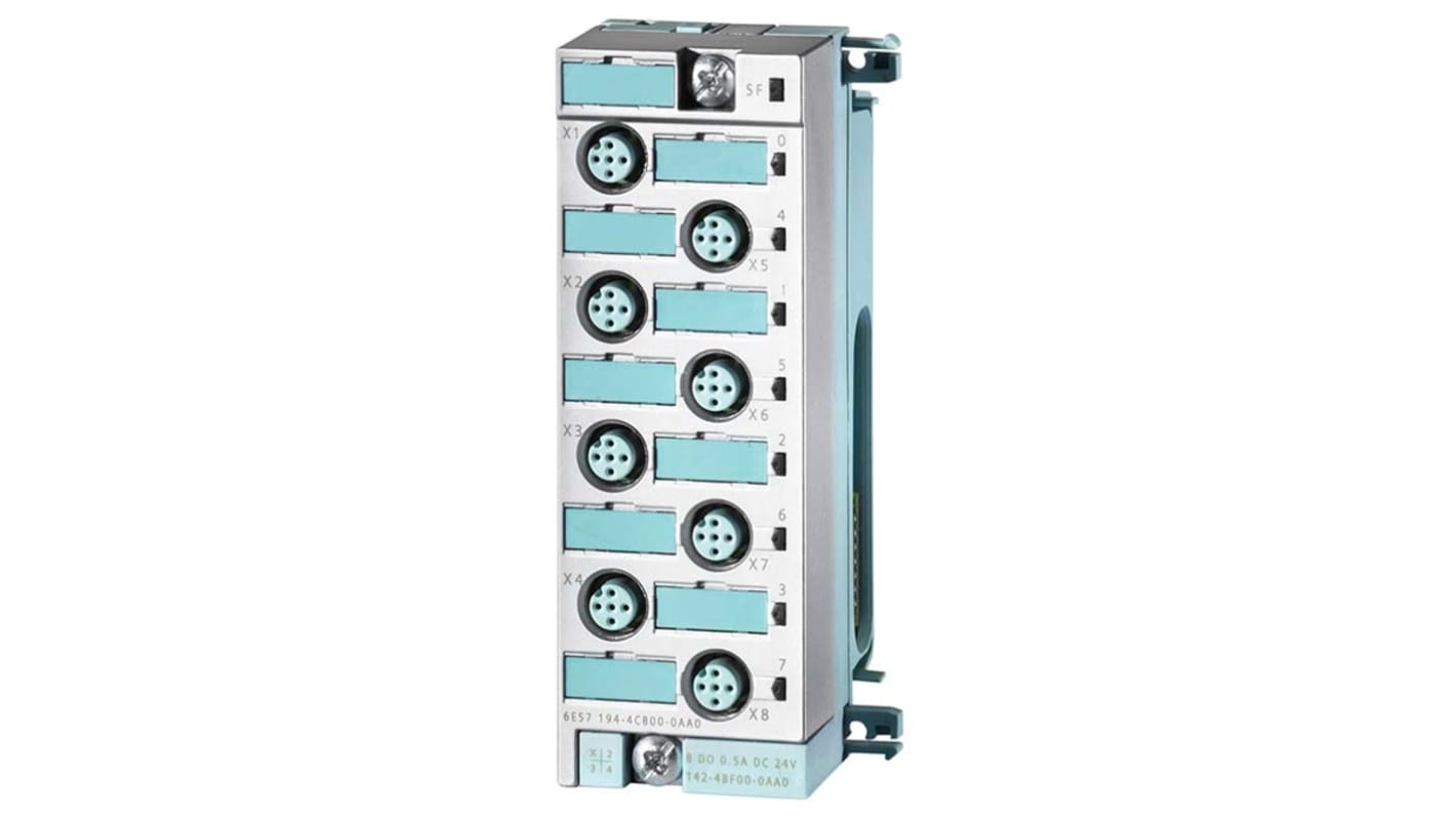 Modulo di espansione Siemens 6ES7141-4BH00-0AA0 per PLC ET 200 PRO, 16 ingressi, 8 uscite, dimensioni 130 x 45 x 35 mm.