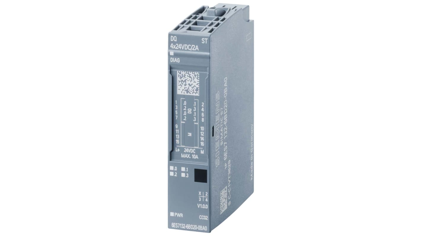 Modulo I/O PLC Siemens 6ES7132-6BD20-0BA0 ET 200SP DQ 4x 24VDC/2A per applicazioni industriali con diagnostica avanzata