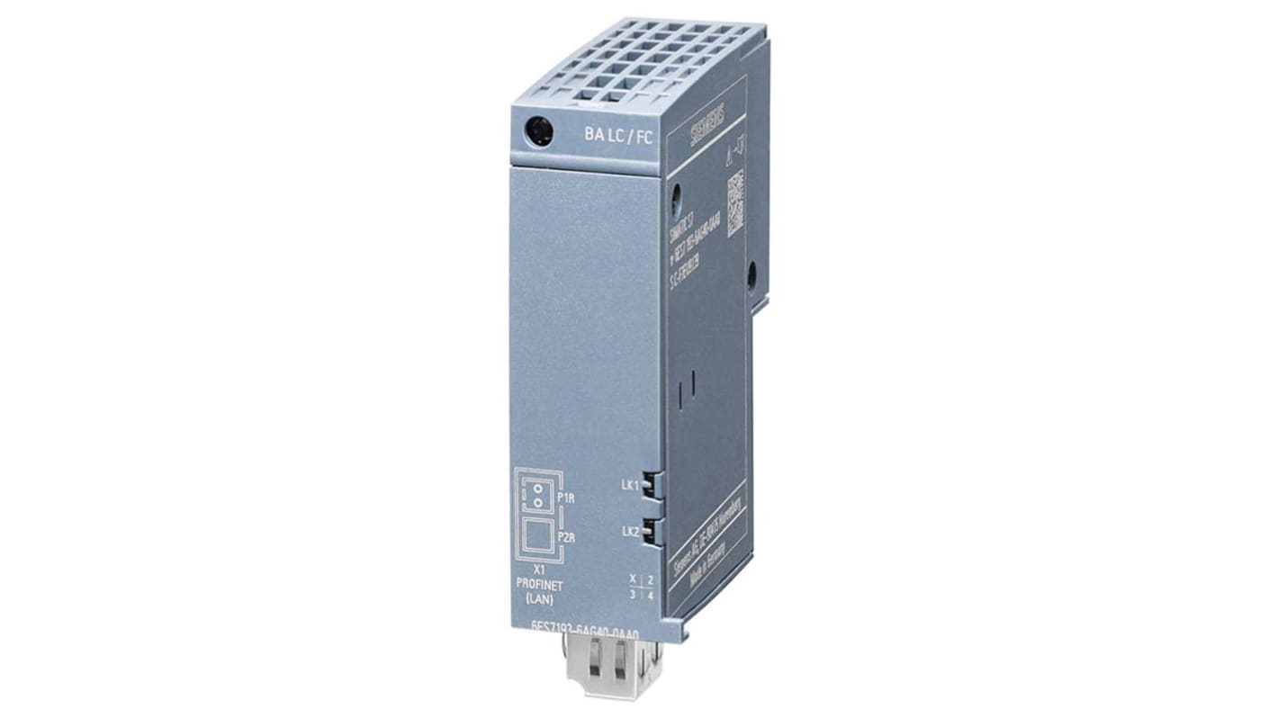 Adattatore PROFINET Siemens 6ES7193-6AG40-0AA0, compatibile con SIMATIC, dimensioni 20mm x 69,5mm x 59mm, peso 50 g.