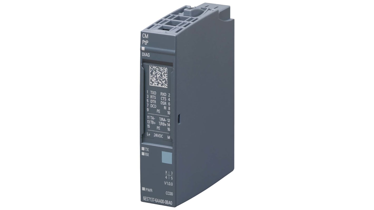 Modulo di comunicazione Siemens 6ES7137-6AA01-0BA0 per PLC con 32 uscite e tensione 24V c.c. - RS232/RS422/RS485. Display LED per diagnosi.