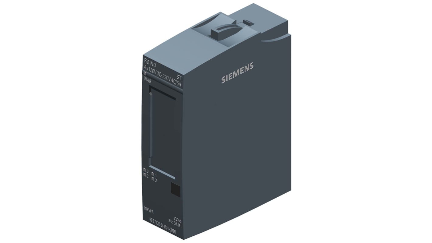 Modulo Relè Siemens 6ES7132-6HD01-0BB1, 4 contatti NO, 230V AC, compatibile con PLC SIMATIC. Diagnostica avanzata, isolamento 2500V.