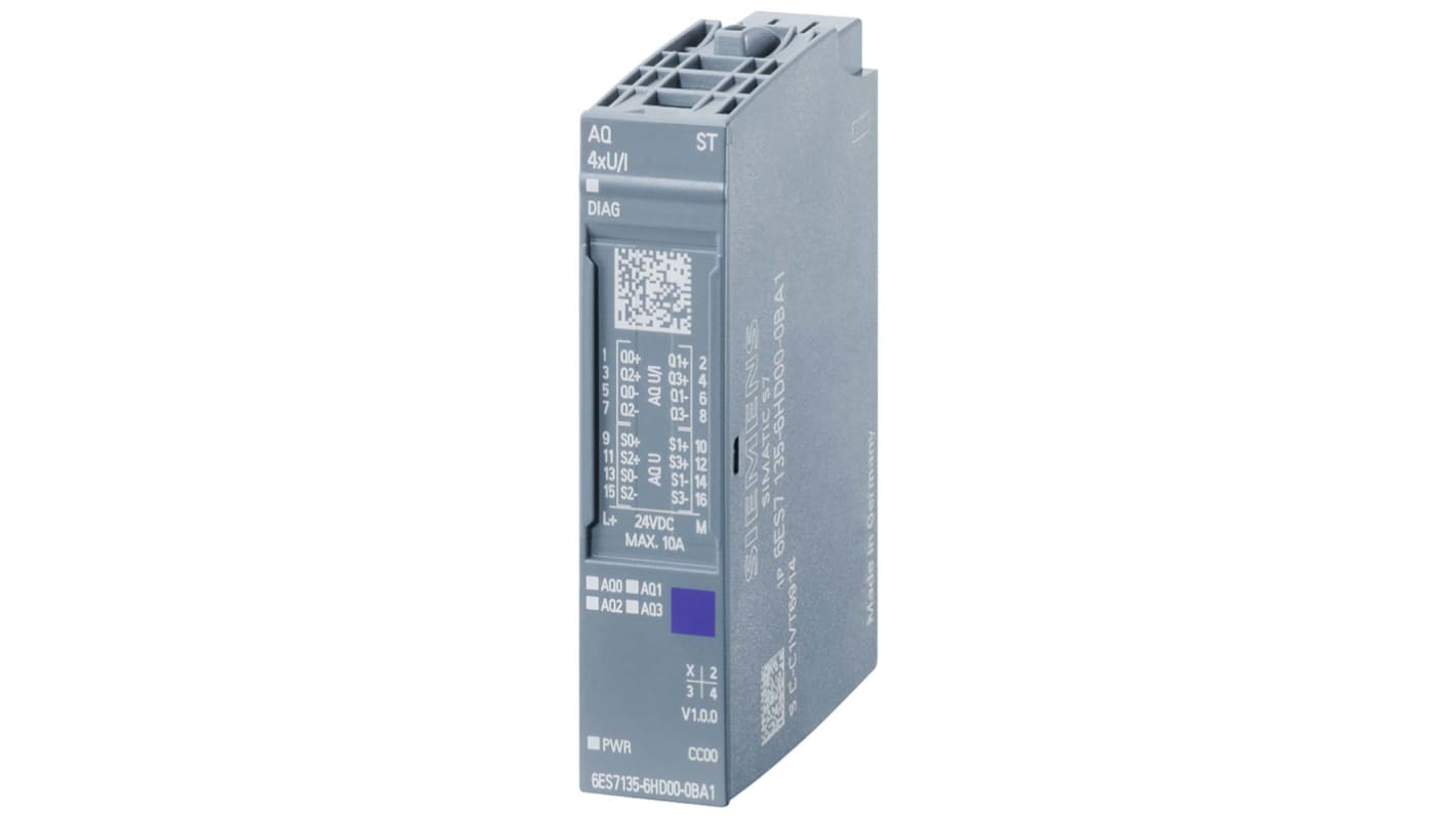 Modulo uscita analogico Siemens SIMATIC S7-1200 - 6ES7135-6HD00-0BA1: 4 uscite, 24V, 20mA, 73x15x58mm, +60°C. Controllo preciso e efficiente per sistemi automatizzati.