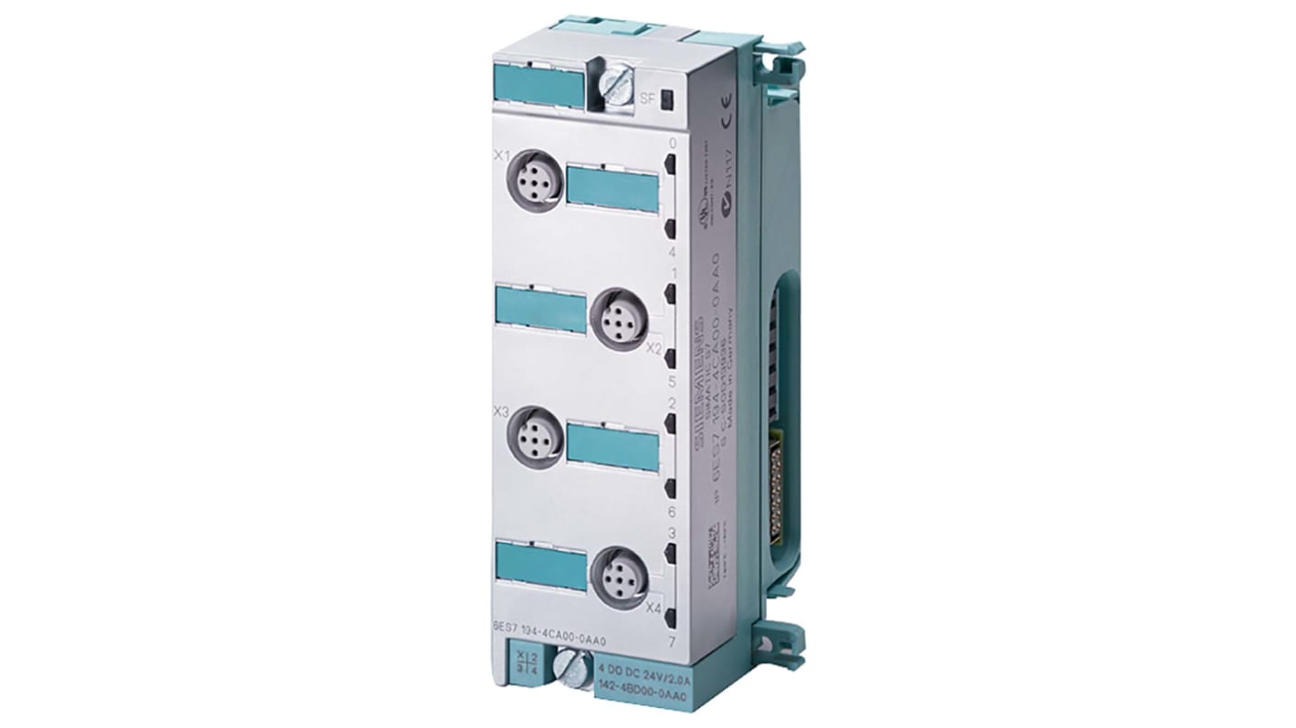 Modulo I/O analogico Siemens 6ES7144-4PF00-0AB0 per PLC S7-1200, 4 ingressi TC, alimentazione 24 V c.c., dimensioni 130 x 45 x 35 mm.