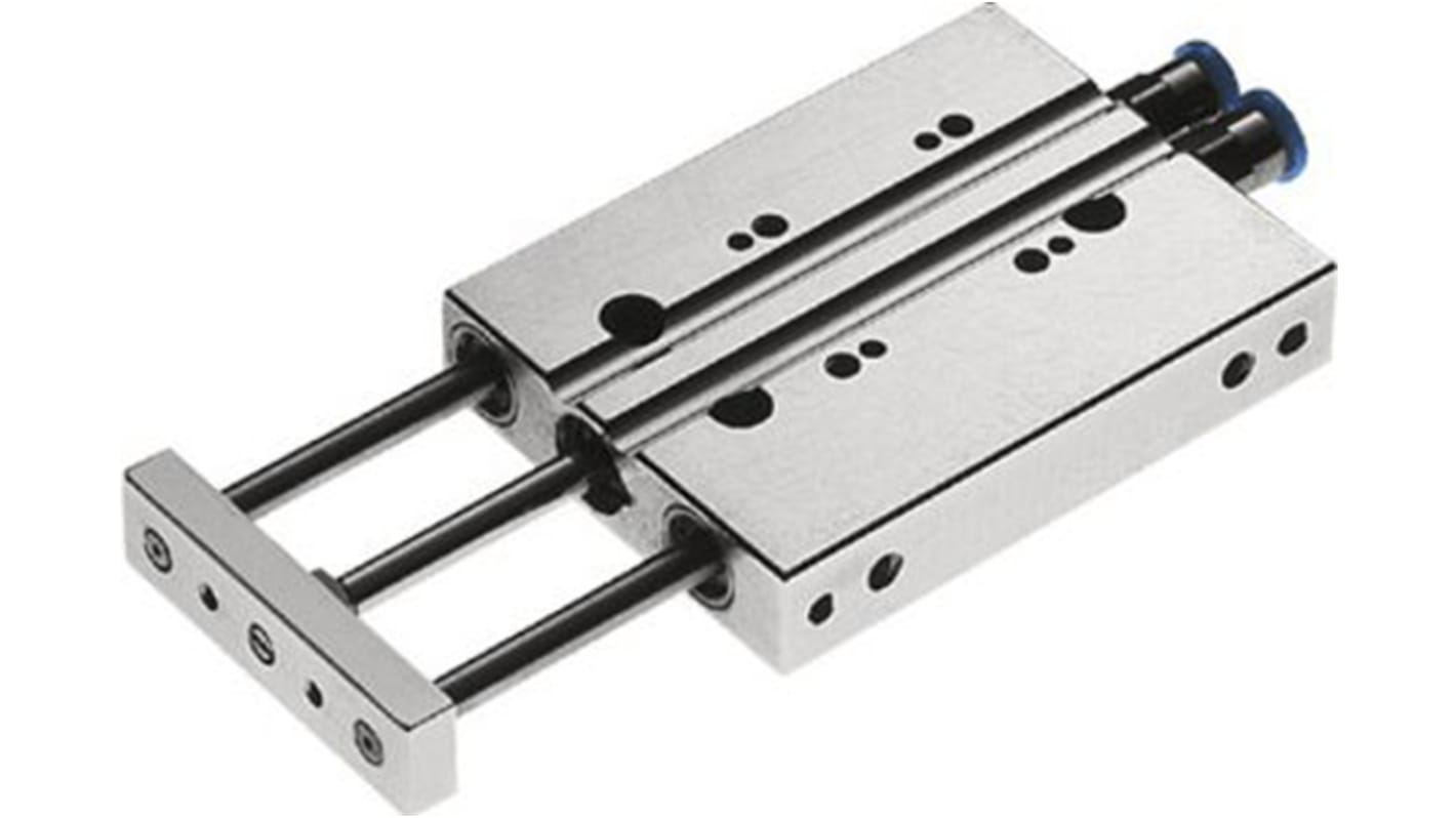 Cilindro guidato Festo DFC-10-25-P-A-GF, doppio effetto, diametro pistone 10mm, corsa 25mm, in lega di alluminio.