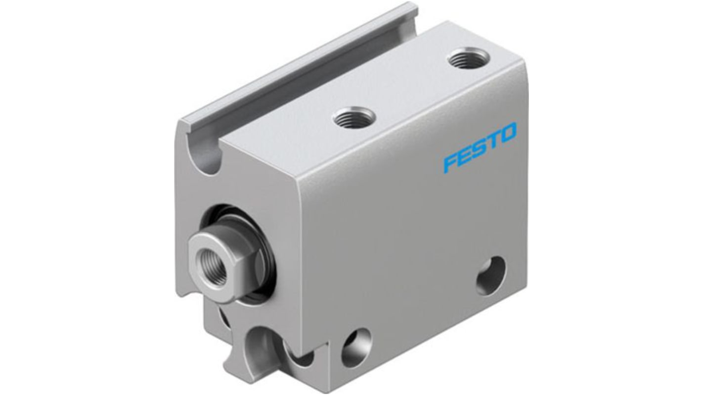 Cilindro pneumatico compatto Festo ADN-S-10-5-I-A, doppio effetto, foro 10mm, corsa 5mm, peso 17g, collegamento M3 femmina.