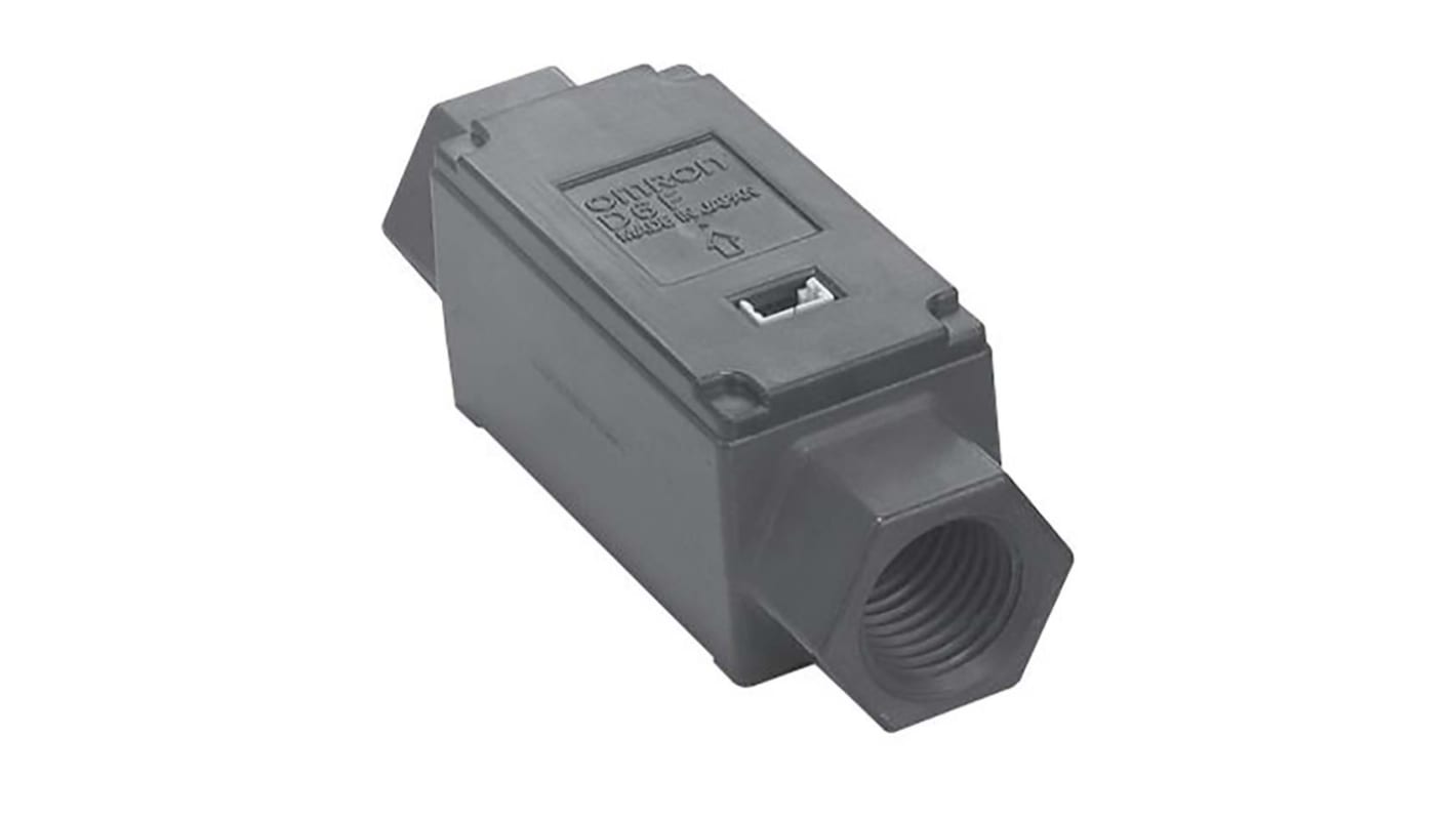 Omron D6F-02L2-000, sensore di flusso gas, portata 1-2 l/min, alimentazione 10,8-26,4 V c.c., contenitore in alluminio.