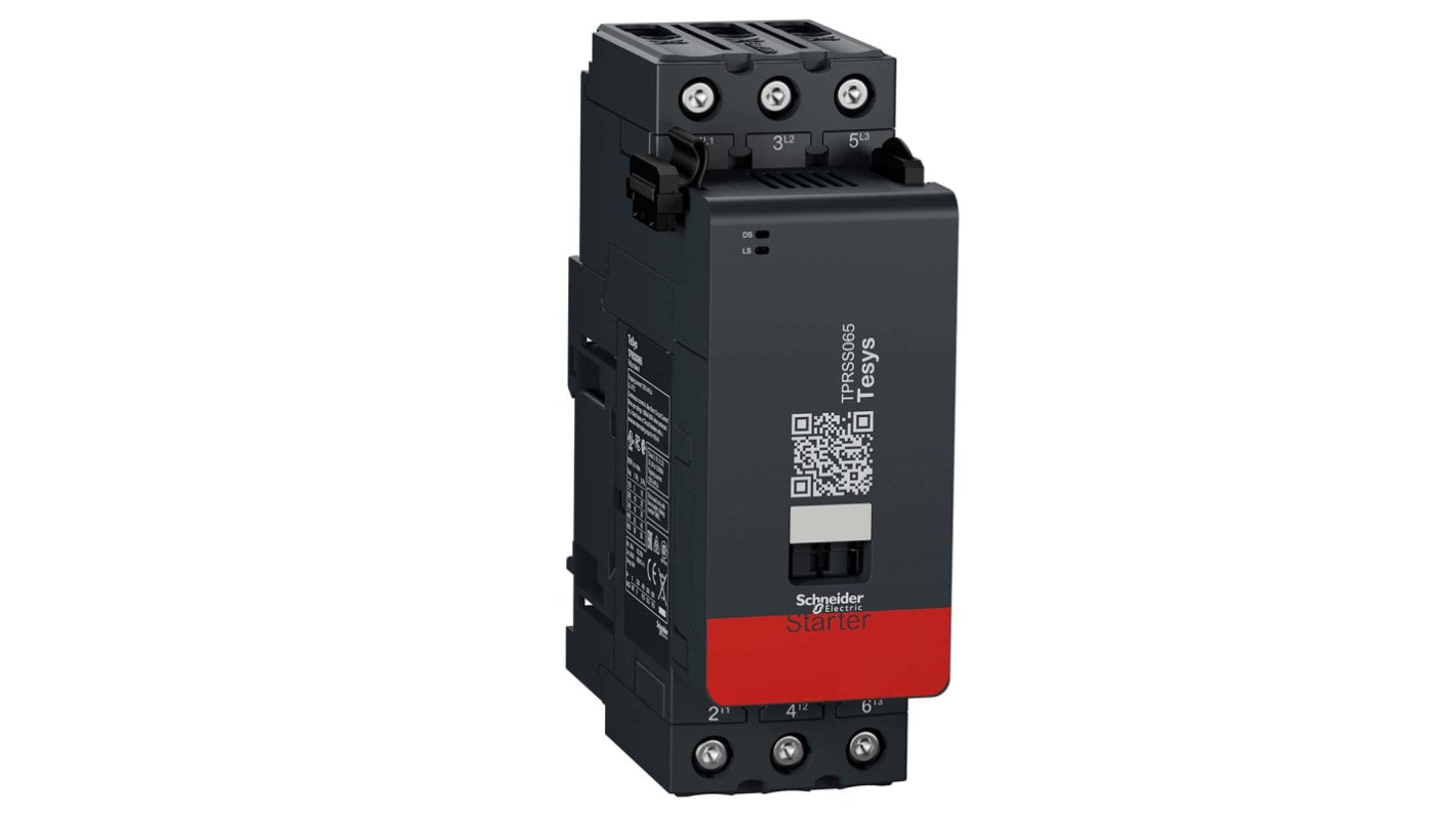 Starter DOL Automatico Schneider Electric TPRSS065, 37 kW, 690 V, 3 poli, montaggio orizzontale/verticale, dimensioni 167x55x125 mm.