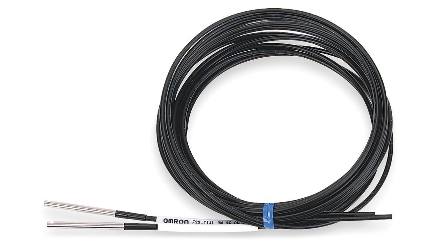 Sensore per fibre ottiche Omron E32T14L, grado di protezione IP67, lunghezza fibra 2m, rilevamento fino a 600 mm.