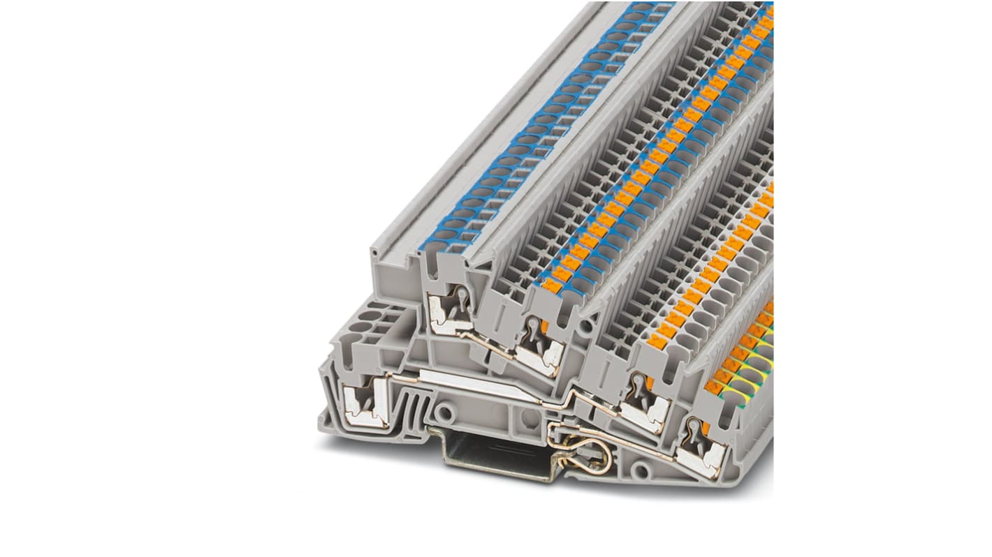 Morsettiera di terra Phoenix Contact 3213943, 5 vie, 12 AWG, con collegamento a molla, colore grigio, materiale PA.