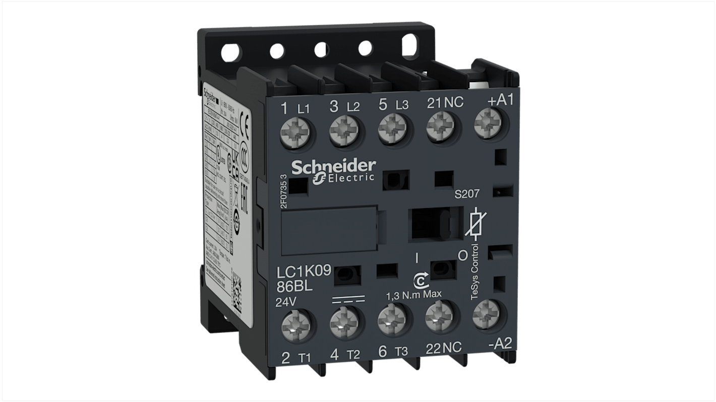 Teleinvertore Reversibile Schneider Electric LC1K0986BLS207, 4 poli, 20 A, 24 V c.c., grado di protezione IP20.