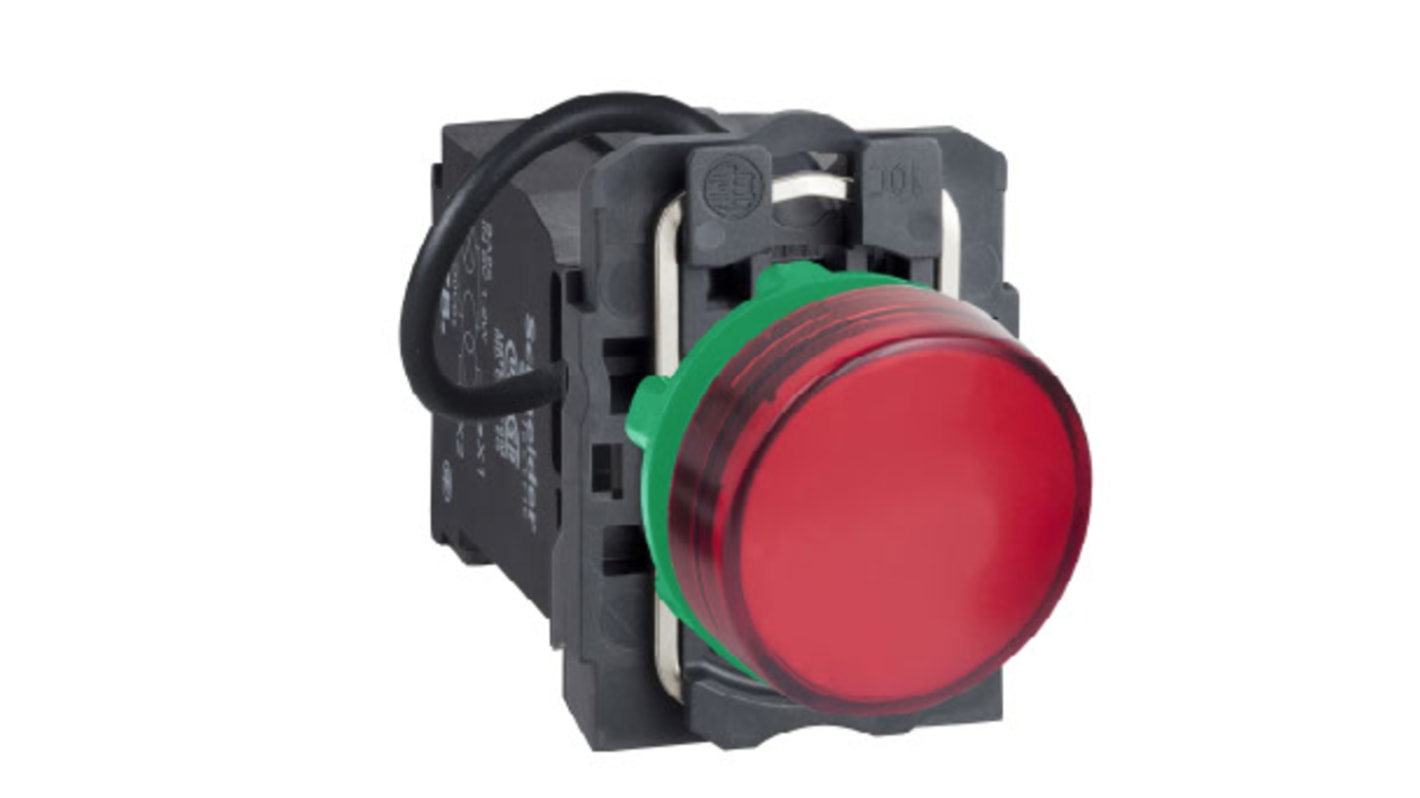 Luce pilota rotonda rossa Schneider Electric XB5AV5B4, IP66, LED universale, diametro foro 22mm, tensione 400V.