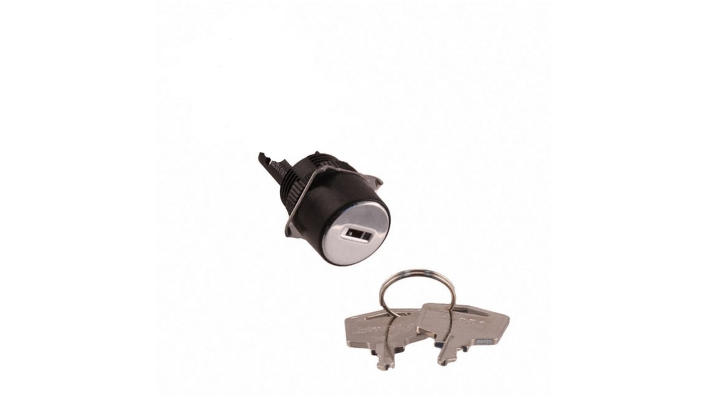 Selettore a chiave Omron A165K-T2ML, rotondo, 2 posizioni, IP65, resistente all'olio, meccanismo di rilascio a sinistra.