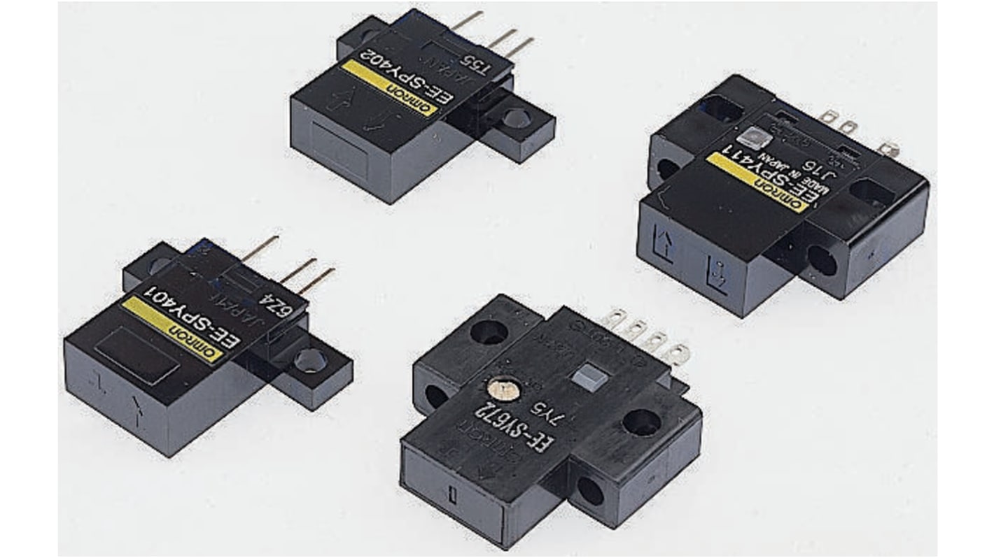 Omron EE-SPY301 JPN, sensore fotoelettrico rettangolare a riflessione, rilevamento a 5 mm, uscita NPN, IP50, temperatura -10°C/+55°C.