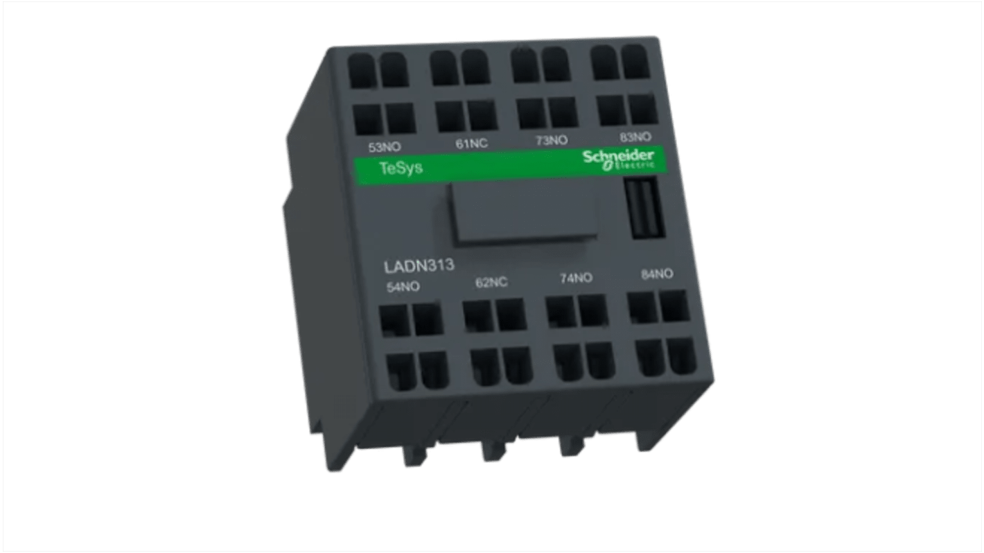 Schneider Electric LADN313, blocco contatti ausiliari 3NO + 1NC, montaggio a clip, corrente 10A, tensione 690V c.a.