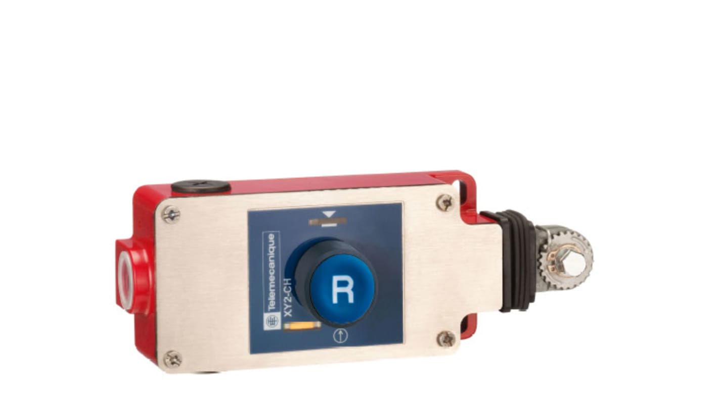 Interruttore a fune Telemecanique Sensors XY2CH13170H29 per arresto di emergenza, lunghezza corda 30 metri, corpo in Zamak.