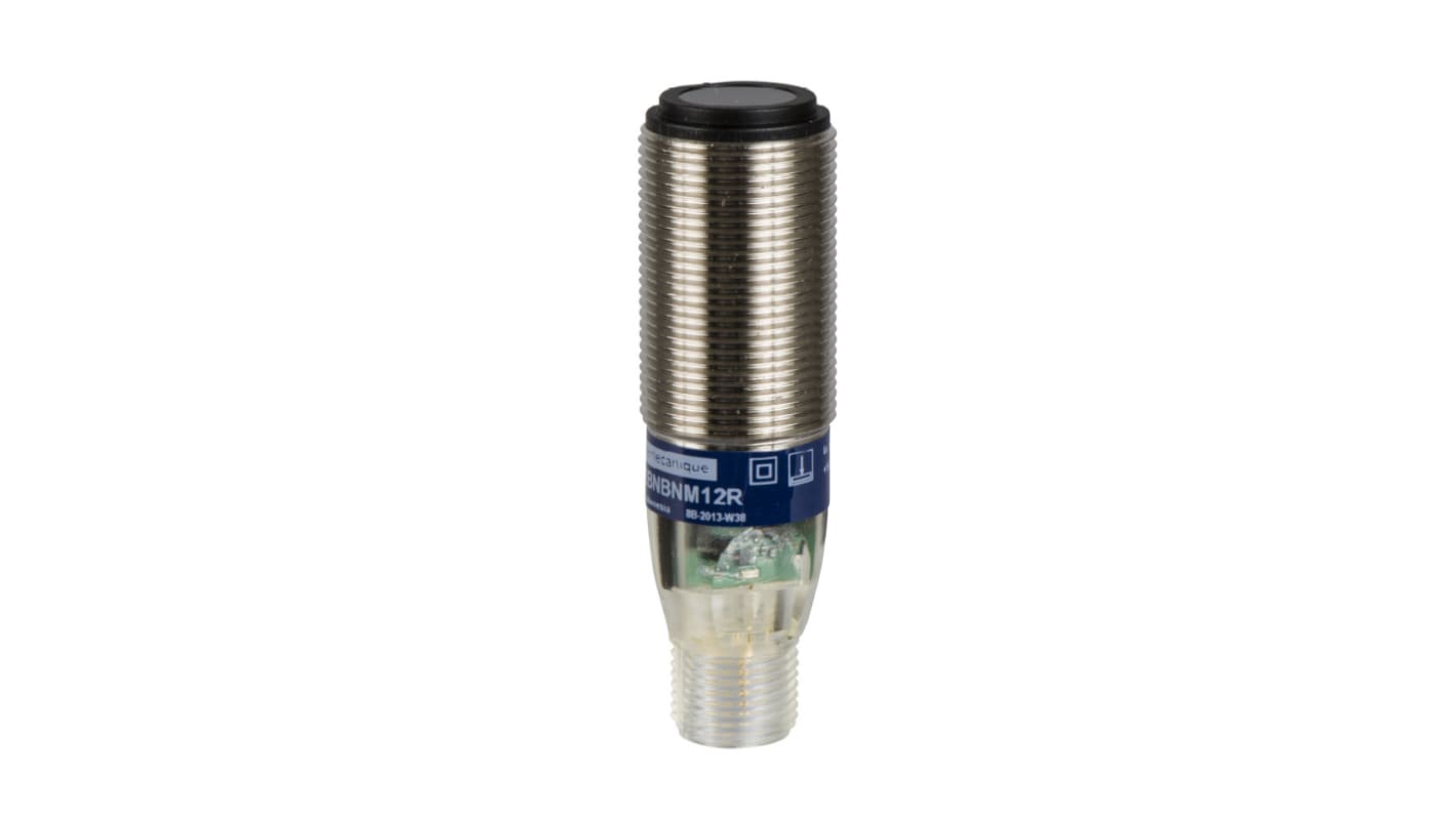 Sensore fotoelettrico miniaturizzato filettato Telemecanique Sensors XUB4BPBNM12, rilevamento a diffusione fino a 100 mm, uscita PNP, connettore M12.