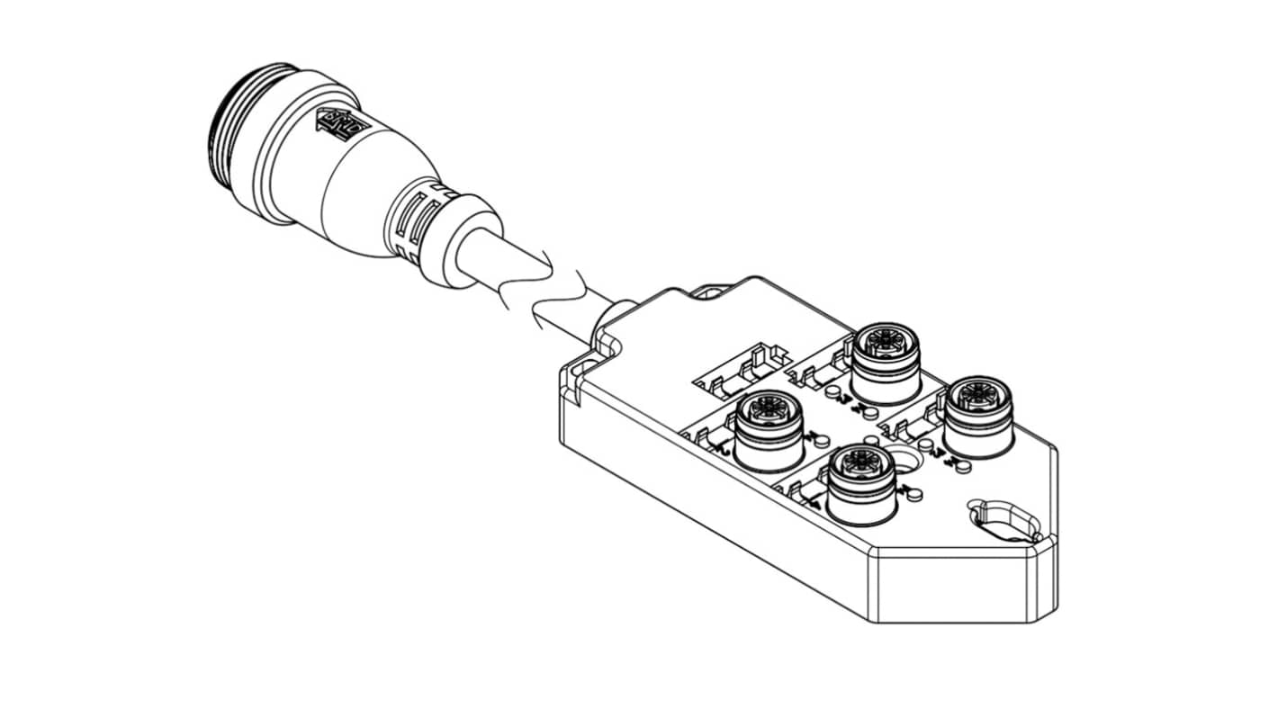 Scatola sensore 4 porte Brad from Molex 1202510112, tensione 10-30 V c.c., classe di protezione IP67, cavo 10 m.