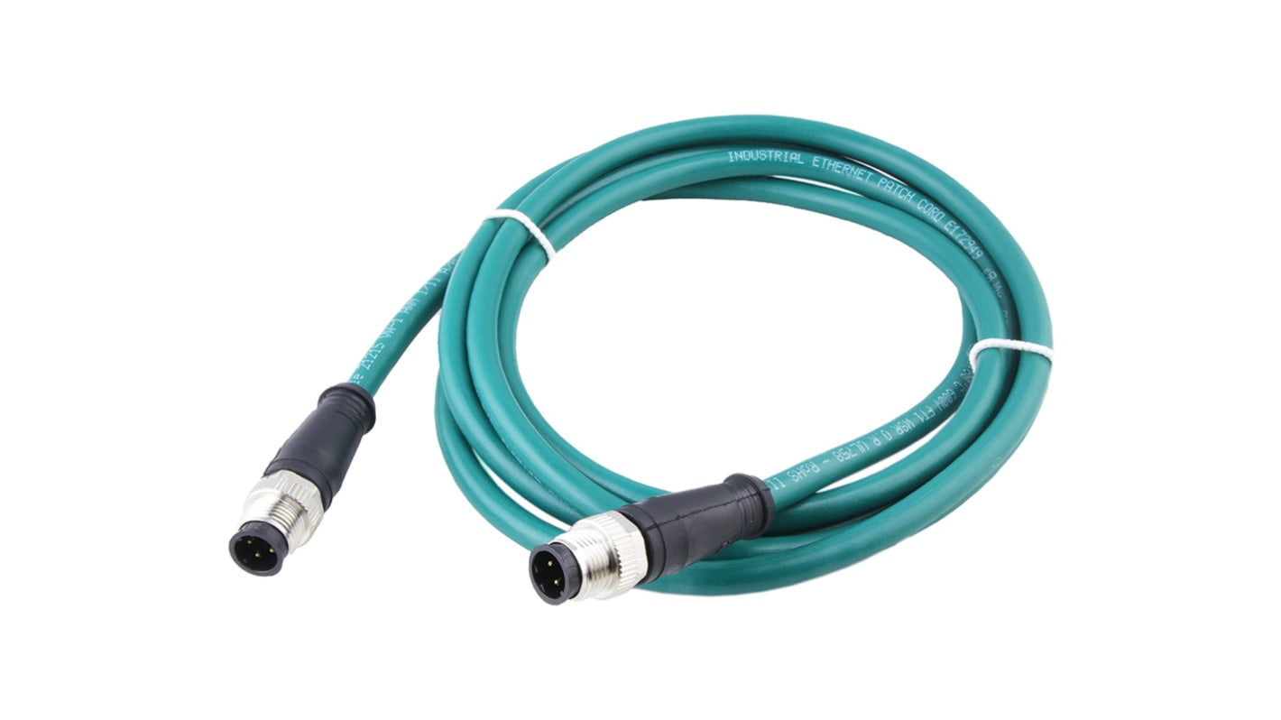 Cavo assemblato Brad from Molex 1201088421, connettore M12, 4 poli, lunghezza 2 m, protocollo Ethernet, 30V cc.