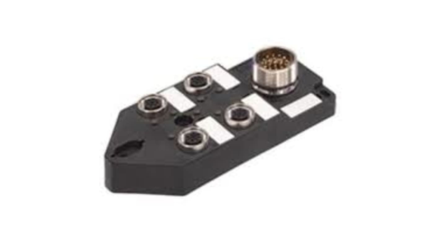 Scatola sensore passiva Brad from Molex 1202480056, 4 porte M12, montaggio superiore, tensione 10-30V cc, LED PNP.