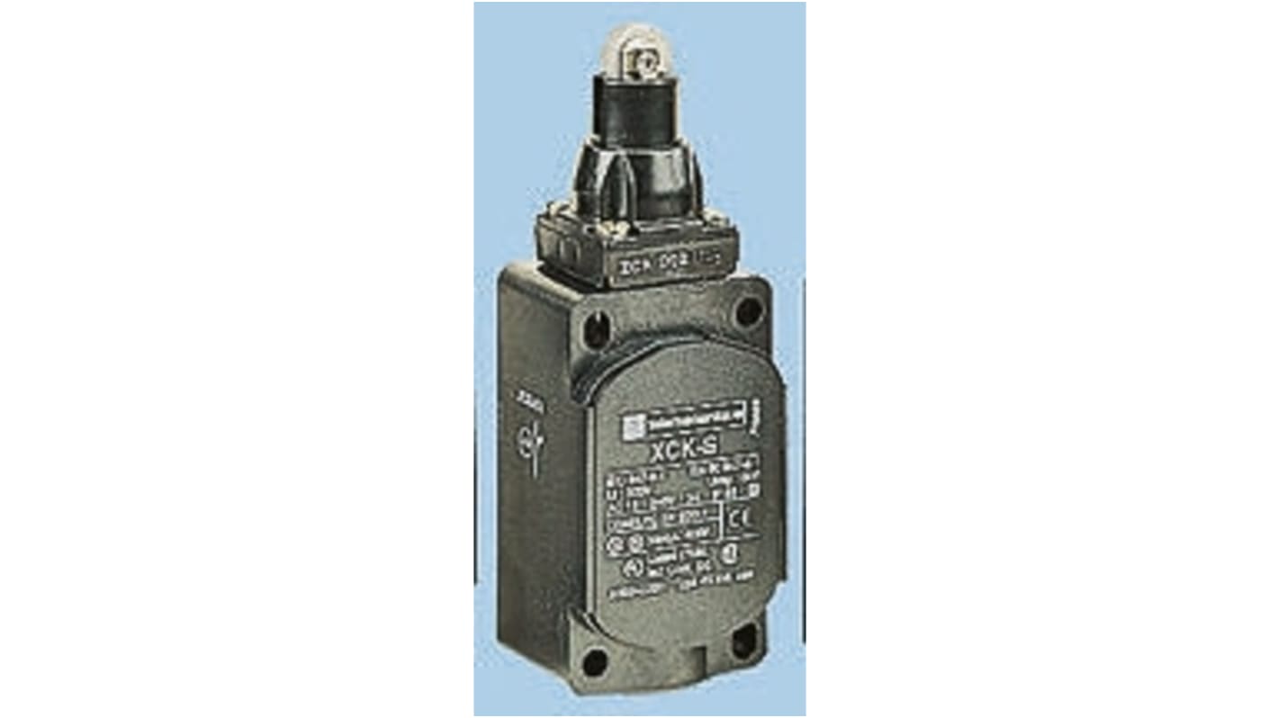Interruttore di fine corsa Telemecanique Sensors XCKS102, stantuffo NO/NC, protezione IP65, dimensioni 72.5mm x 40mm x 36mm.